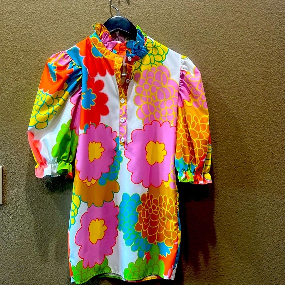 Small bright floral print blouse